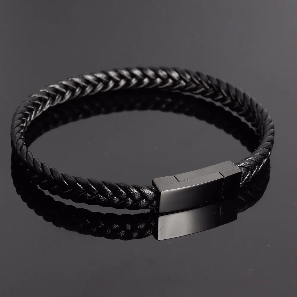 

Fashion Men Bracelet Leather Rope Chain Bracelets Stainless Steel Magnetic Clasps Bangles Male Gifts Vintage Jewelry