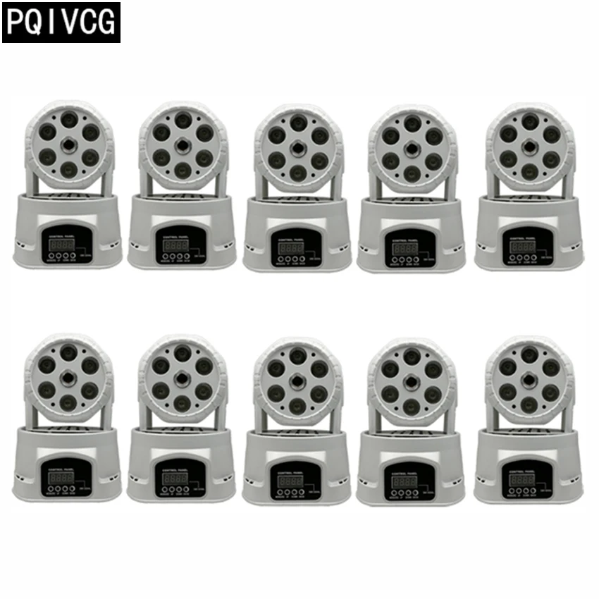 10 шт./6x10 Вт led + лазерный движущийся головной свет rgbw 4in1 dmx512 луч лазерные огни мини