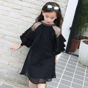 

Elegant Girls Chiffon Dress for Party Fall Winter Teenage Girls Black Dress 6 8 1 0 12 14 years