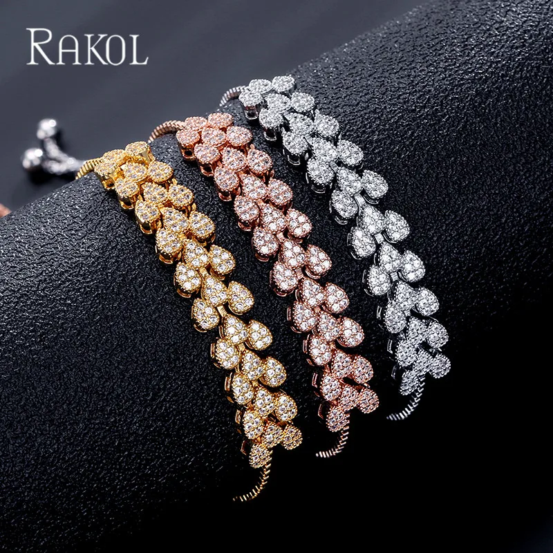 RAKOL Fshion регулируемые браслеты для женщин Pulseras Mujer Хрустальный Браслет