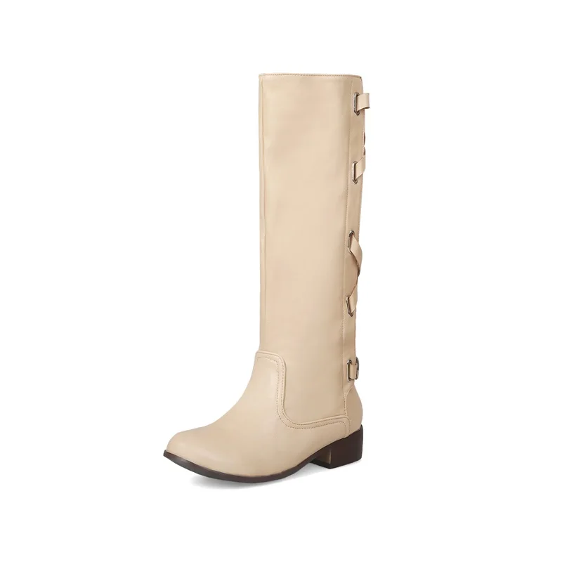 Basso Comode Più Donne Rotonda black Cerniera Ginocchio Egonery Beige Tacco Stivali Punta Delle Grandi Al Fuori Quadrato brown 2018 yellow Scarpe Modo Nuovo Inverno Di Dimensioni Alti qZwEZza