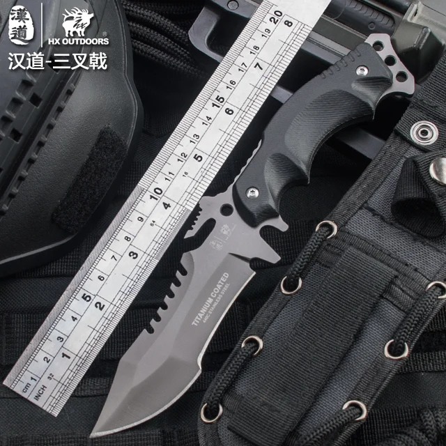 $US $23.79  HX OUTDOORS TRIDENT Survival Knife Army Hunting 58HRC Hardness Straight Knives Essential Tool For S