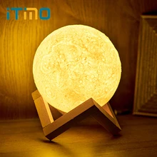ITimo Ночной светильник с 3D принтом, лампа для дома, Декор, Лунная лампа, сенсорное управление, внутреннее освещение, креативный подарок, белый/теплый белый, перезаряжаемый ITimo Ночной светильник с 3D принтом, лампа для дома, Декор, Лунная лампа, сенсорное управление, внутреннее освещение, креативный подарок, белый/теплый белый, перезаряжаемый