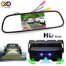 Sinairyu HD 800*480 5 de polegada Car Backup Estacionamento Monitor de Auto reverso Do Monitor Com Vídeo Auto Sensor De Estacionamento Com Retrovisor câmera