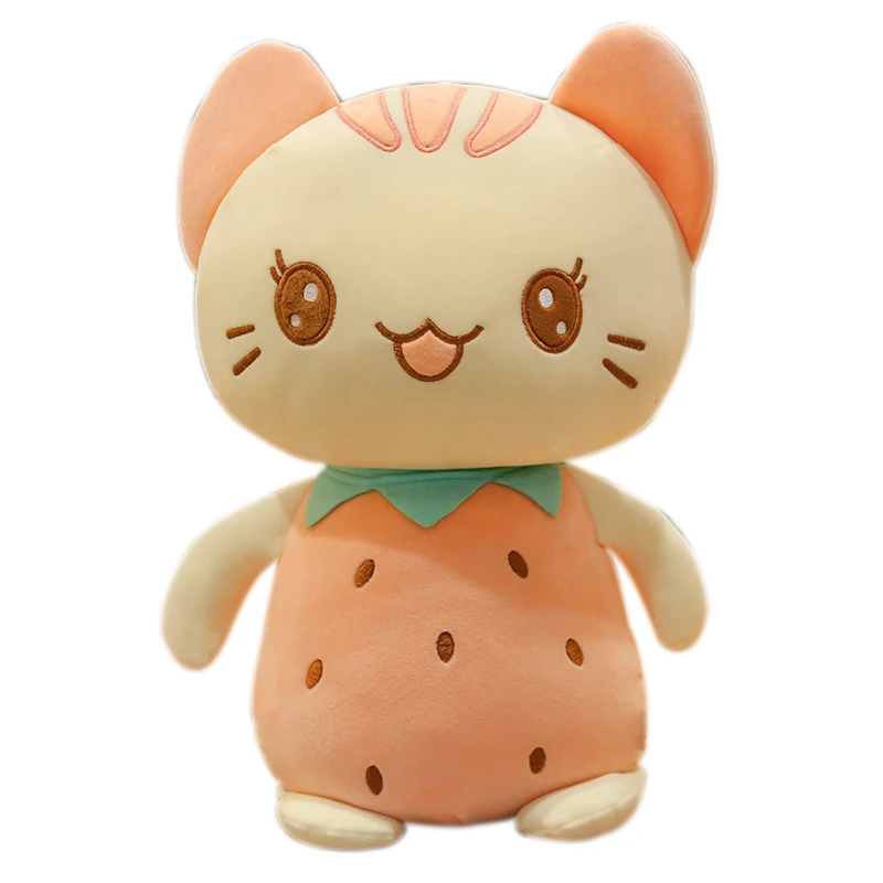

super soft stuffed pink strawberry and yellow pineapple shaped cat and deer plush toys favoriate gifts for fruit liking toddlers