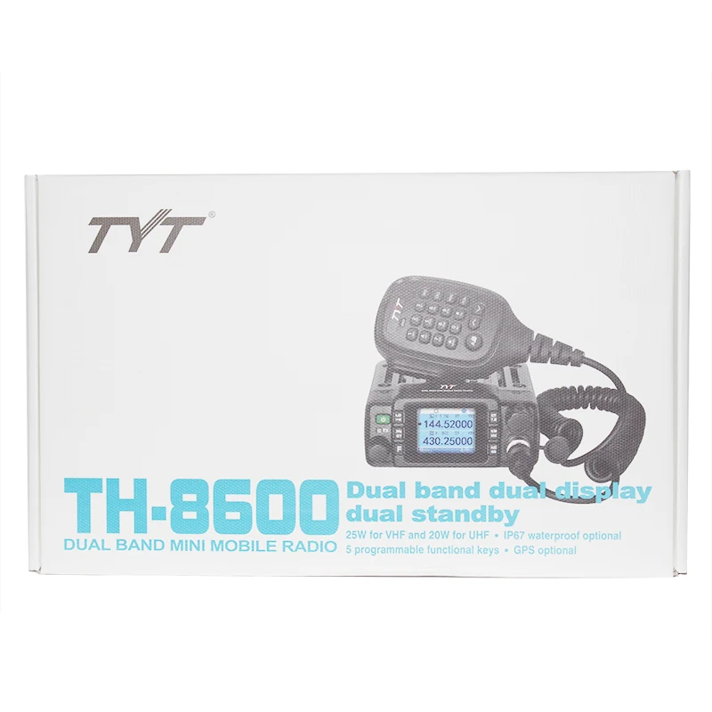 TYT TH-8600 IP67 водонепроницаемый двухдиапазонный 136-174 МГц/400-480 МГц 25 Вт автомобильное радио HAM мобильное радио с антенной, крепление на зажим, usb-кабель