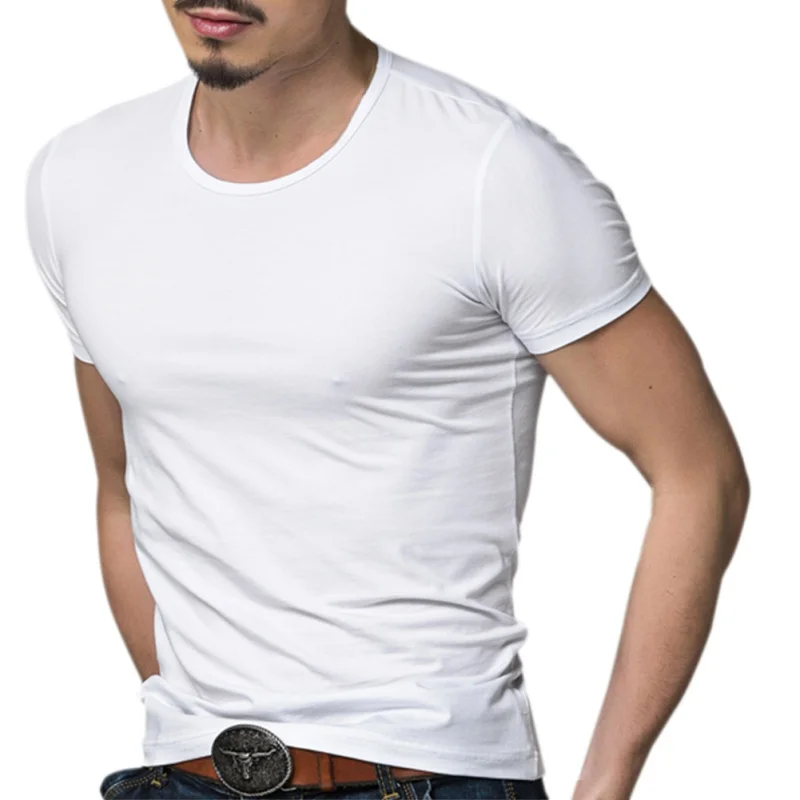 Simple Basic T Shirt Men Breathable Cotton Casual Tee Shirt Short ...