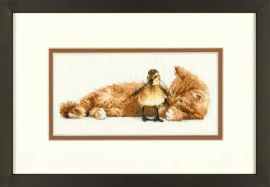 cs-2485 Cross Stitch Kit Petite Furry Friends Fuzzy Friend Cat Kitty Kitten and Duck dim 70-65121 65121