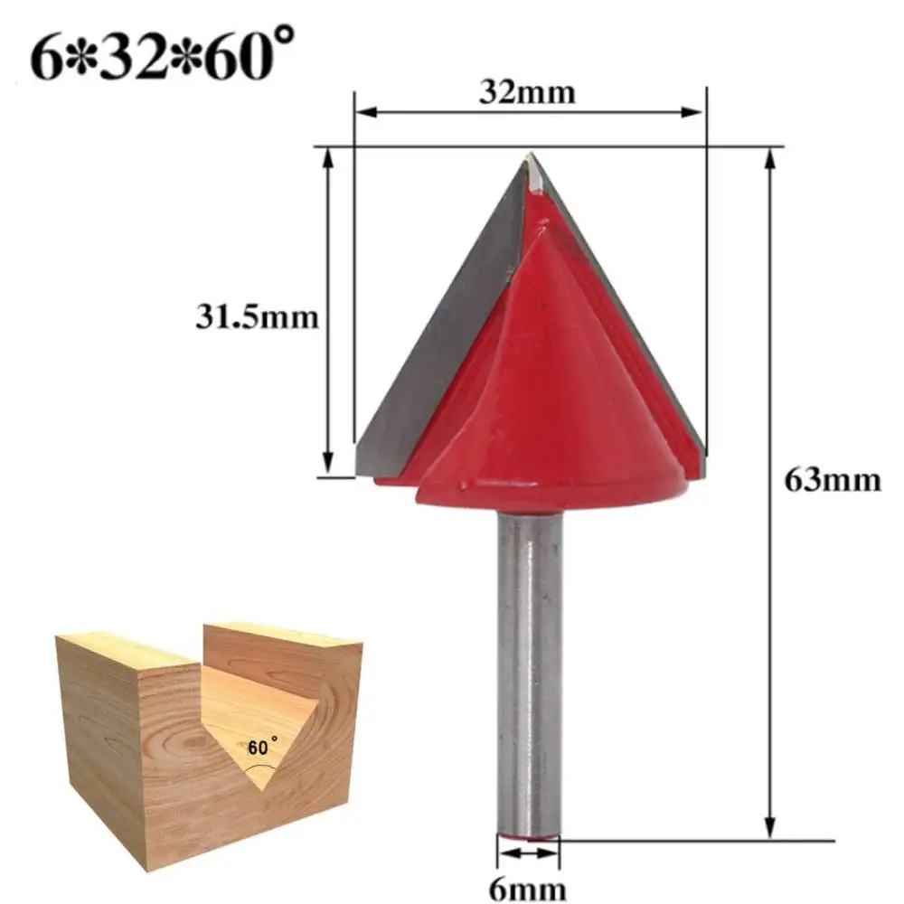 5 шт.(60 °+ 90 °+ 120 град) Shank-6mm Ширина-22/, маленького размера, круглой формы с диаметром 32 мм, Гравировальный, 3D V паз для вырезания гребней и пазов, деревообрабатывающие фрезы наборы инструментов