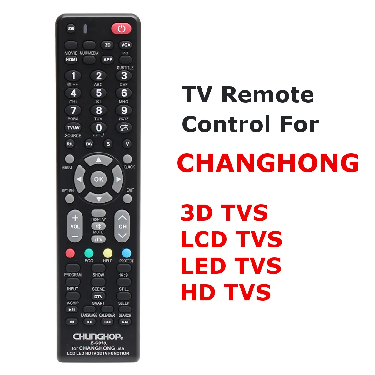 

Smart LCD LED HDTV 3D Remote Control suitable For CHANGHONG Replacement Control LED29A6500SRL67H8GCBL TV20AC35