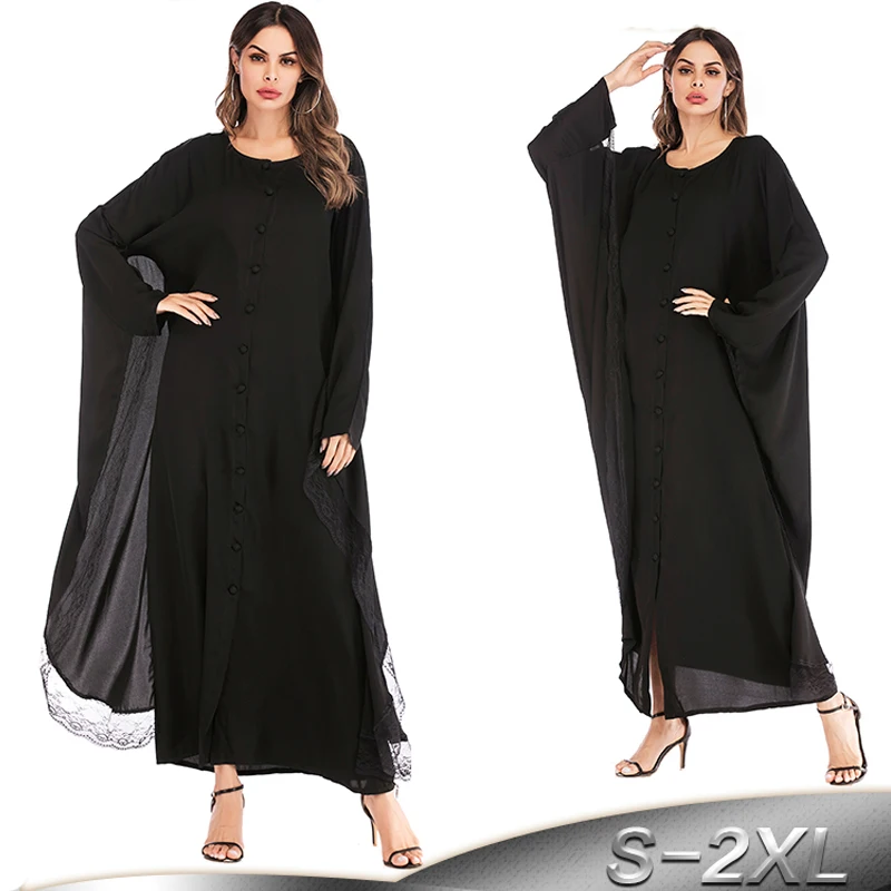 

Black Kaftan Abaya Robe Dubai Arab Hijab Muslim Dress Qatar UAE Oman Caftan Marocain Abayas For Women Turkish Islamic Cothing