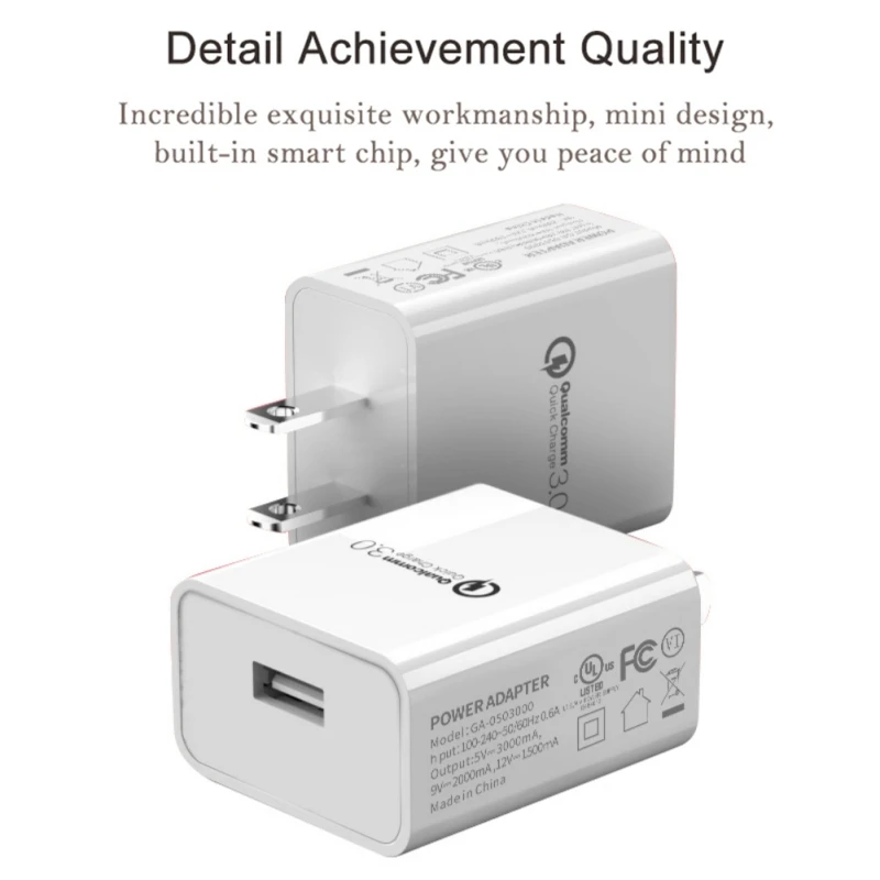 QC3.0 адаптер питания для быстрой зарядки 5 в 3 А USB настенное быстрое зарядное