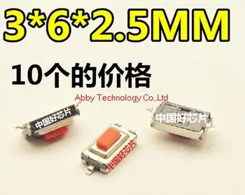 

1000Pcs/lot 3mm*6mm*2.5mm SMD Red Micro Push Button Tactile Tact Momentary Electronic Switch, ROHS