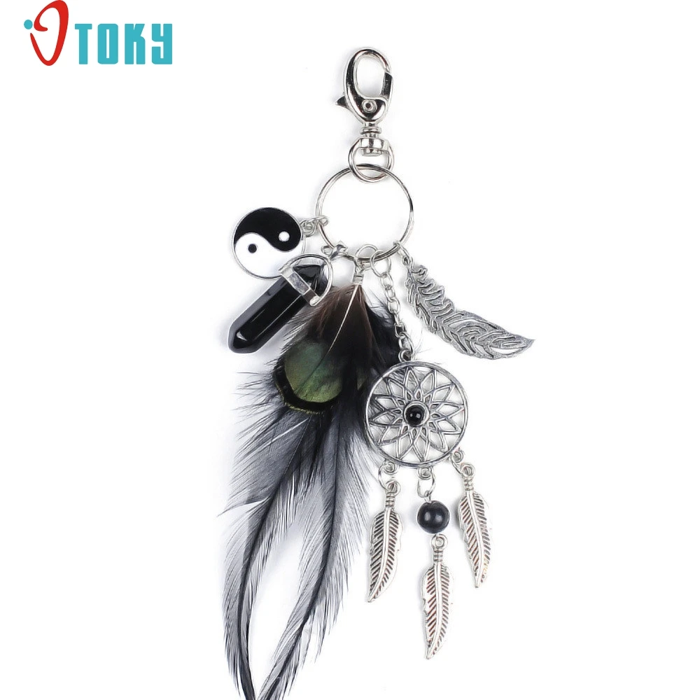 

OTOKY 1pcs Key Chain Feather Tassel Keychain Bag Handbag Ring Car Key Pendant Key Chain #0109
