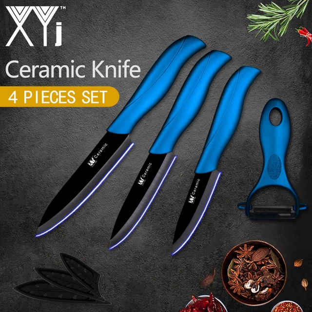 XYj Kitchen Knife Ceramic Knife Set 3" 4" 5" inch +Free Peeler Red Purple Blue Multi-colors ABS+TPR Handle Kitchen Accessories 1