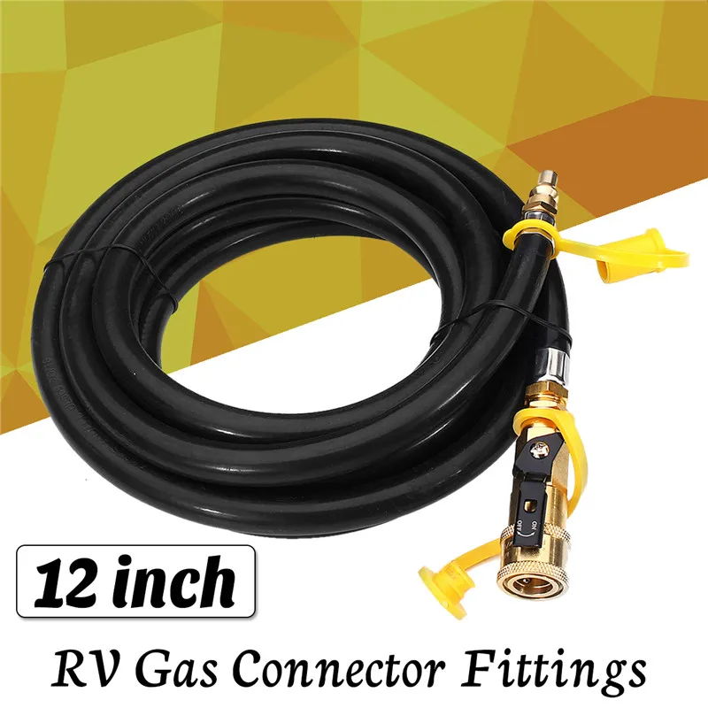 

12 inches 12 FT 1/4" Ball Valve Quick Connector With Hose RV Gas Connector Fittings Hose Sleeve