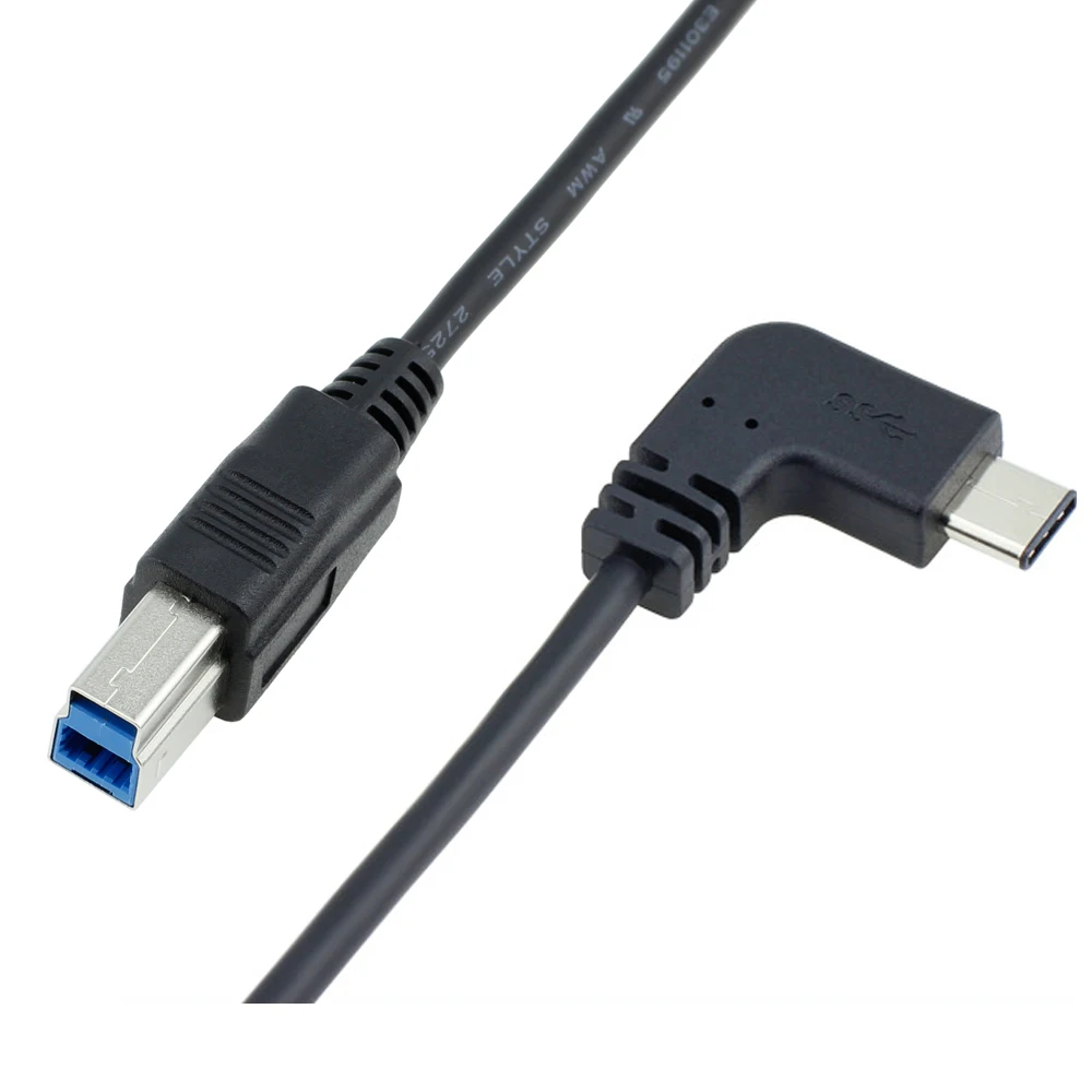 

Right Left Angle USB 3.1 Type C to USB 3.0 B Data Cable 90 Degree USB3.1 Type-c Male to Printer Port Male For New Macbook Pro
