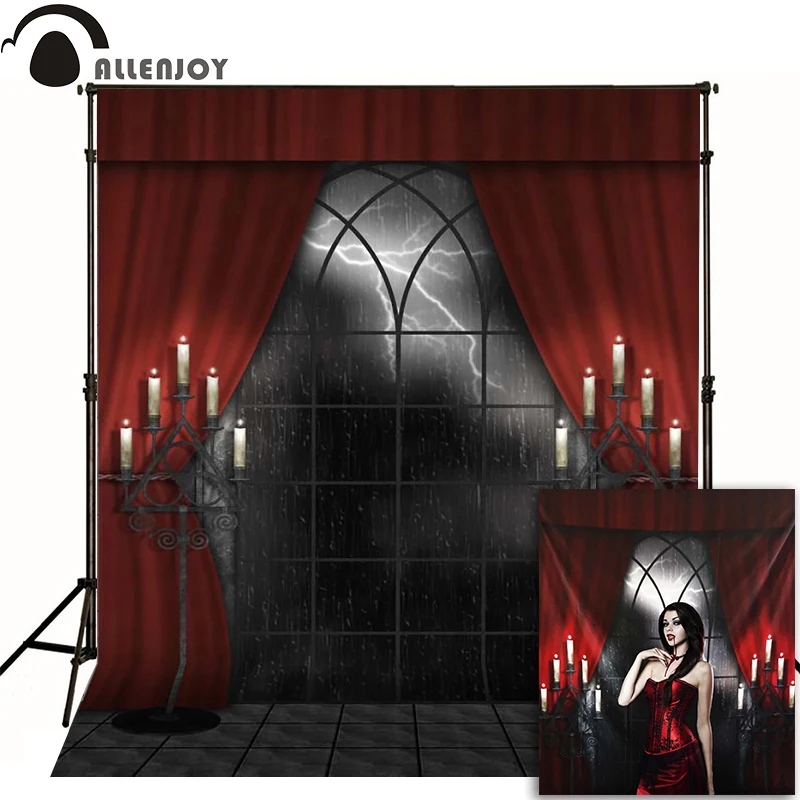 Allenjoy photographic background Lightning candle Halloween haunted house photo backdrops for sale photography high quality crow haunted house halloween wall tapestry