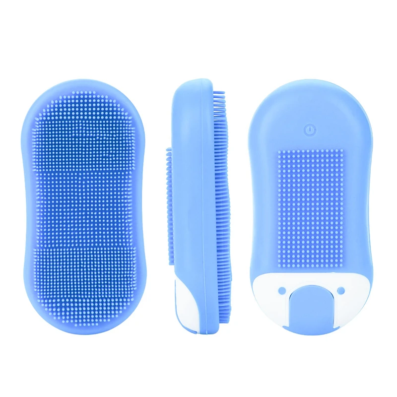USB Rechargeable Sonic Silicone Facial Cleansing Brush Long Handle Massage Brush Bath Shower Brush Exfoliation Acne Removal 35
