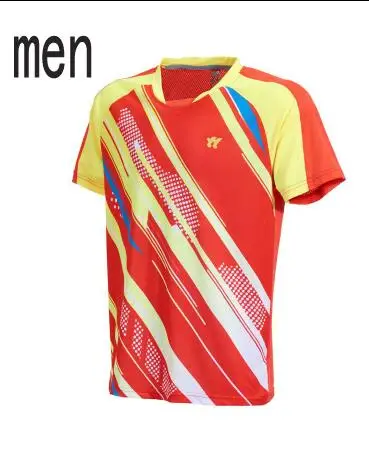 Бадминтон одежда трикотаж Для мужчин/Для женщин рубашка, женский теннис футболка, настольный теннис рубашки, полиэстер быстро высыхающая теннис Футболка 7649C - Цвет: Man red shirt