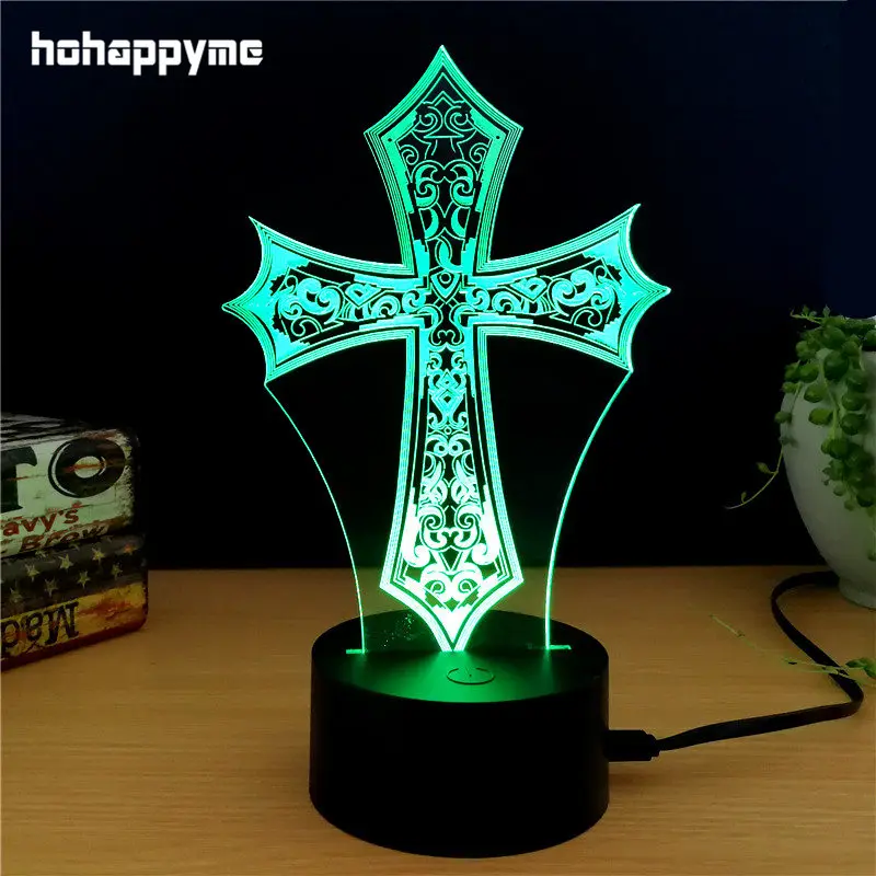 

Cross Plaques Signs Lightbox 7 Colors Changing Decorative Plates Acrylic Neon Light Sign Home Decor
