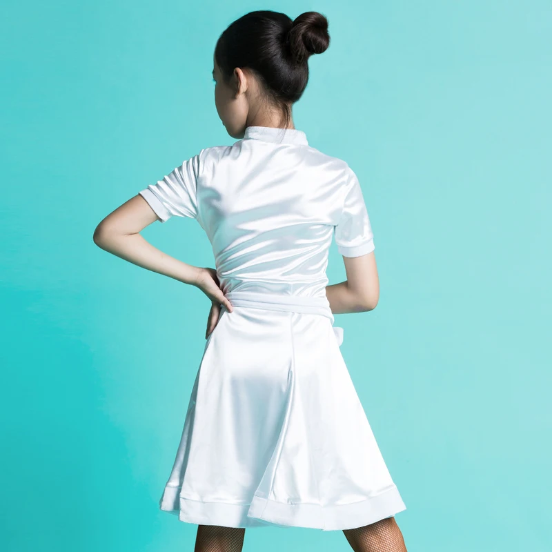 2018 Девушка Латинской платья для танцев белые пикантные платье для танцев Детские бальные школьница обследование детей ткани, костюмы E031