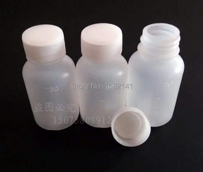 50pcs/lot,30ml PE Plastic Bottle Container with Ribbed Lid for Lab