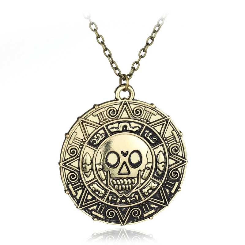 Массивное ожерелье s Пираты Карибы ацтекский медальон в форме монеты ожерелье s& Кулоны монета с черепом ожерелье ювелирные изделия