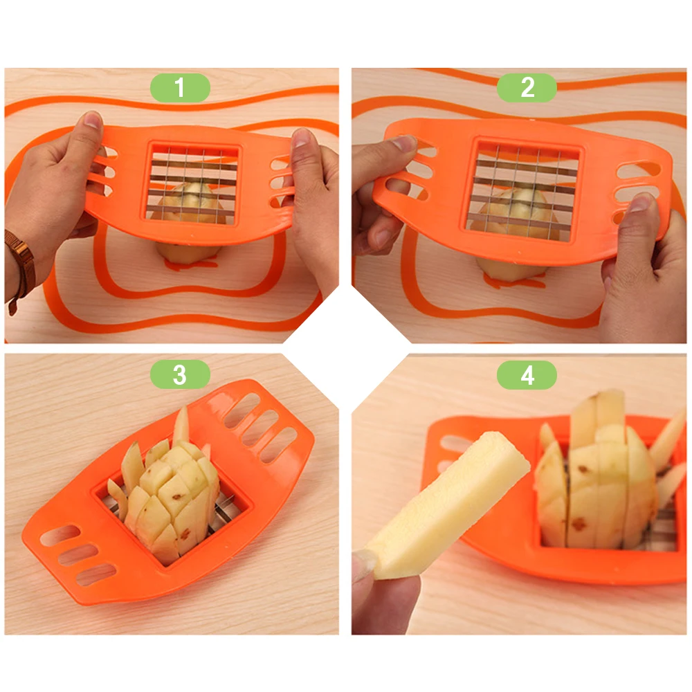 1Pcs Potato Chips Cutter Stainless Steel Vegetable Square Slicer Cutting Device Cut Fries Kitchen Tool French Fry Cutters Fruit
