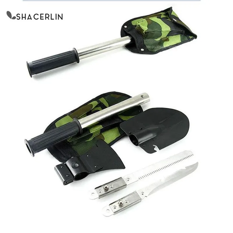 SHA CERLIN 4 In 1 Camping Hiking Travel Shovel Axe Saw Gut Knife Emergency Kit