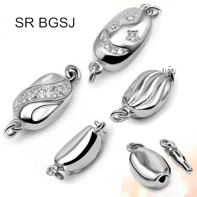 

Free Shipping Wholesale Jewelry DIY White Gold Plated 925 Silver Box Bar Insert Clasp 1-Strand