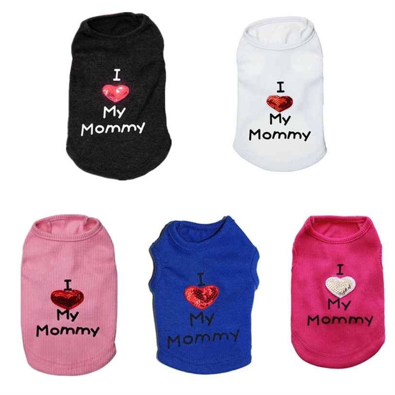 Осенне зимние футболки с надписью I Love My Daddy/Мама собака жилет Рубашка рисунком