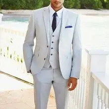 Смокинги для жениха на заказ для пляжной свадьбы, мужские костюмы на выпускной, повседневные Костюмы, лучший мужской пиджак для жениха, мужские костюмы из 3 предметов