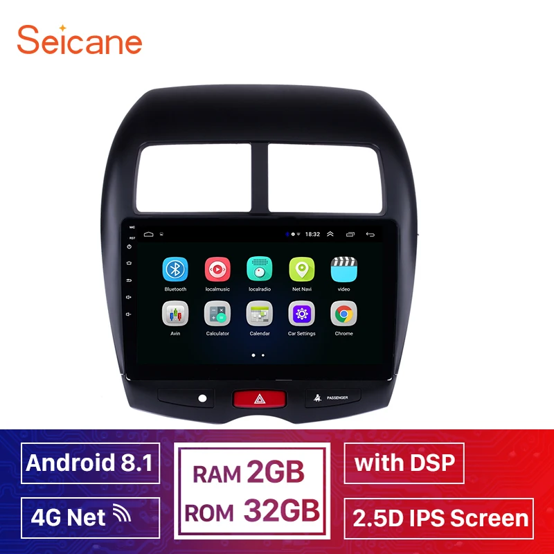 Seicane Android 8,1 4G DSP ips ram 2 ГБ Автомобильный gps головное устройство радио Navi плеер для 2010-2013 Mitsubishi ASX peugeot 4008