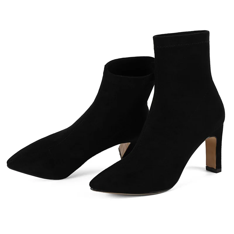 Chaussons Flock Hauts Chaussures Dames Supérieure Élégante Bottines Talons Femmes Mode Taille Qualité Lady Robe De Égérie Grande Mariage Newset black Apricot xZq7nXtPn