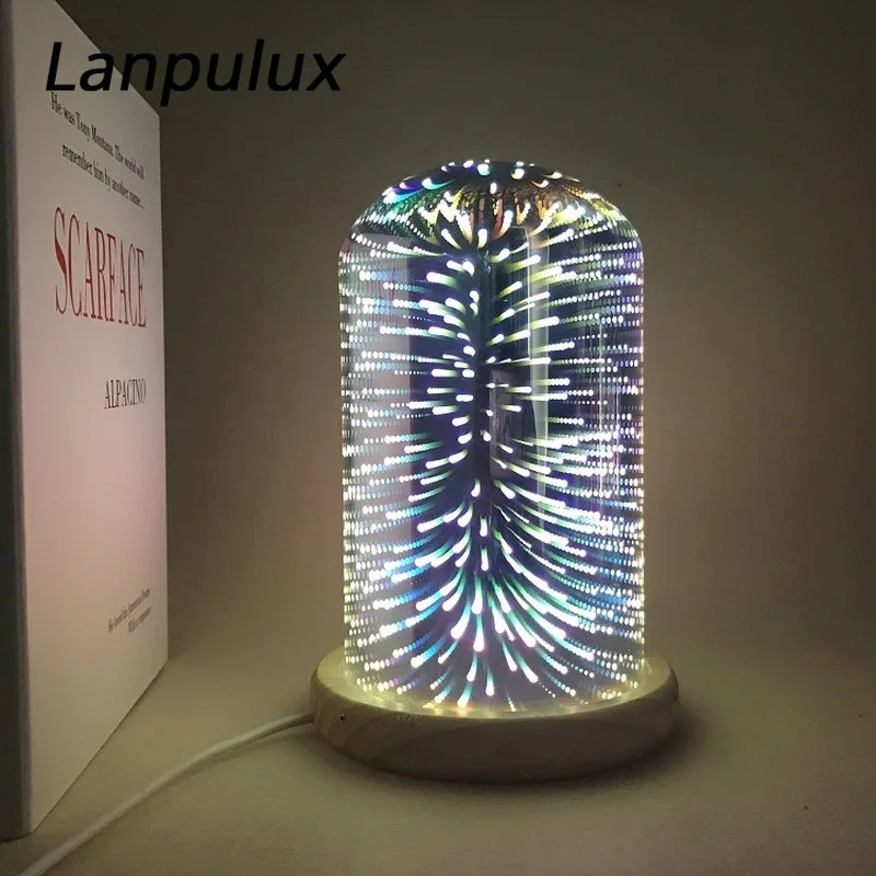 Lanpulux фейерверк стеклянный ночник Волшебная Красочная 3D Звезда Любовь