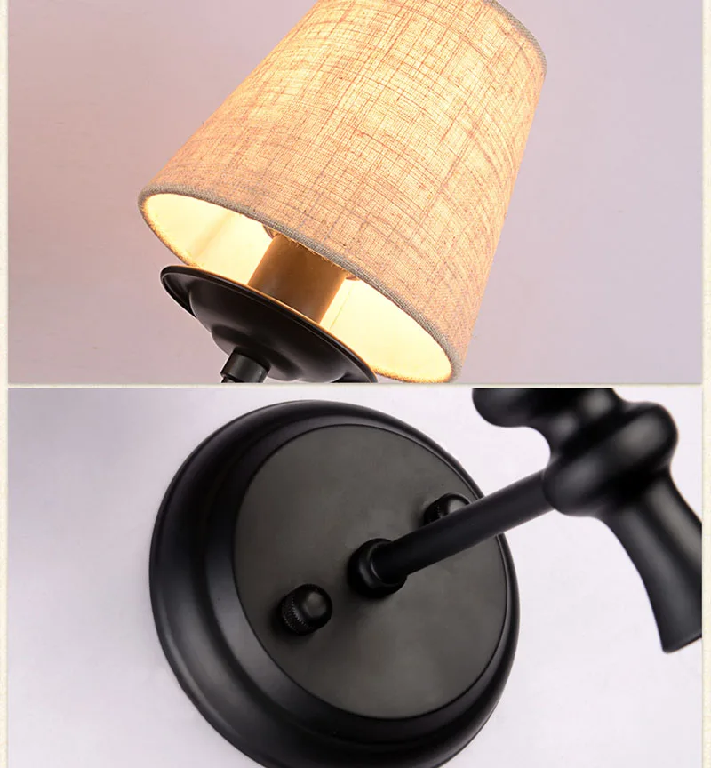 Винтажная лампа Американский Сельский ретро украшения лампы и спальня E14 лампа коридор простой тканевый настенный светильник