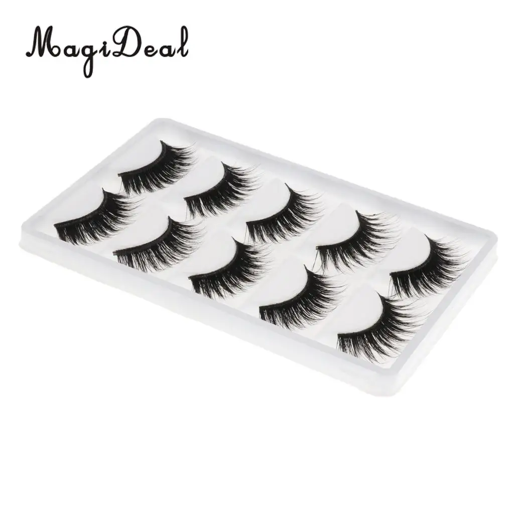 MagiDeal High Quality 5 Pairs Black Fake Fiber Eyelashes for 12 Inch Dolls DIY Making Repair Accessories Kids Play Funny Toy