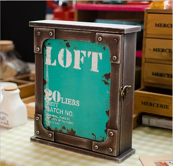 

Free Shipping!Vintage Wooden Box Key wooden case Key storage hanger box Wooden storage box Mix Color