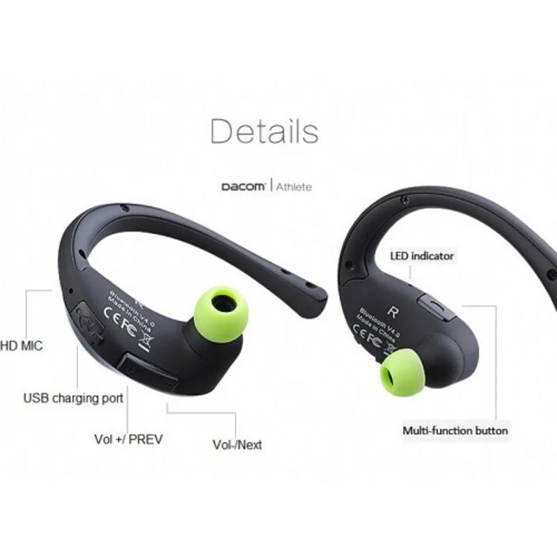 Dacom Беспроводная связь Bluetooth 4.1 наушники Мода Спорт стерео наушник музыкальные наушники с микрофоном и NFC