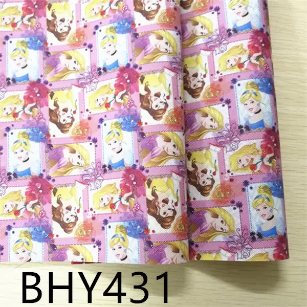 

Free shipping 30*134cm princess print synthetic leather fabric vinyl BHY431