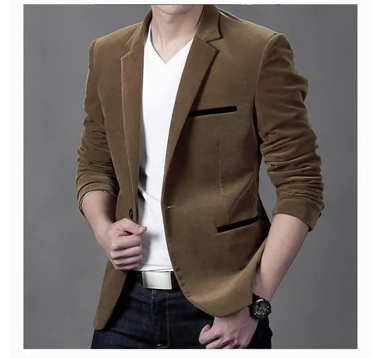 Brand Mens Corduroy Blazers Autumn Spring Fashion Male Slim Fat Casual Suit Jacket Men Blazer Masculino Clothing Vetement Homme