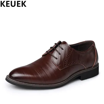 

Large size Luxury Men Dress shoes Split Leather Breathable Oxfords Brogue Shoes Lace-Up Flats Male Office Business Shoes 061