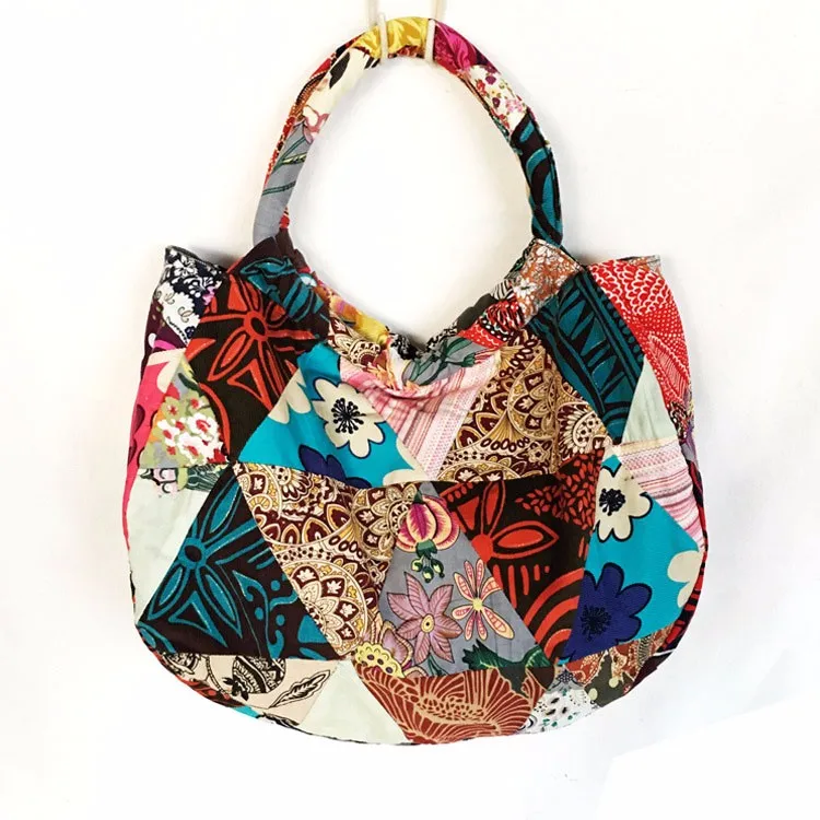 New Hippie Handmade Shoulder Tote Bag Boho Red Patchwork women  (2)