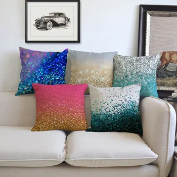 

Small broken flower stars gradient sand pattern linen printing pillow case sofa decoration cushion cover