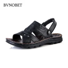 BVNOBET/кожаная мужская обувь; удобные новые повседневные мягкие мужские сандалии; летние пляжные мужские сандалии в римском стиле; большие размеры; Sandalia Hombre