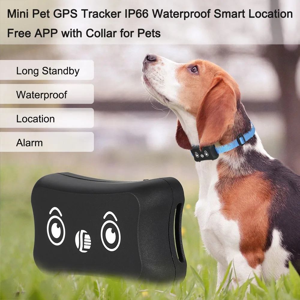 

Mini Pet GPS Tracker IP66 Waterproof Smart Real-time Location Tracking Free APP with Collar for Pets Have Electronic Fence