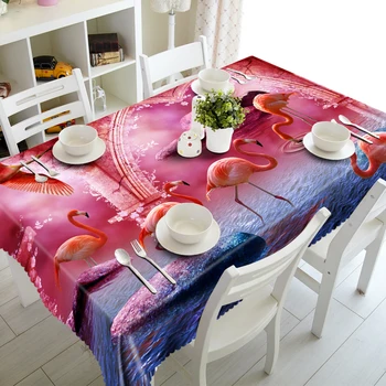 

3D Tablecloth Merry Christmas Lover Flamingo Rabbit Pattern Waterproof Cloth Thicken Rectangular and Round Wedding Table Cloth