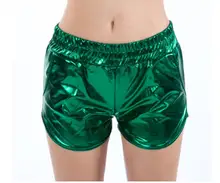Short taille haute en PU pour femmes, Sexy, Mini, en Latex, brillant, pôle danse, or, argent, pour Performance sur scène, été 