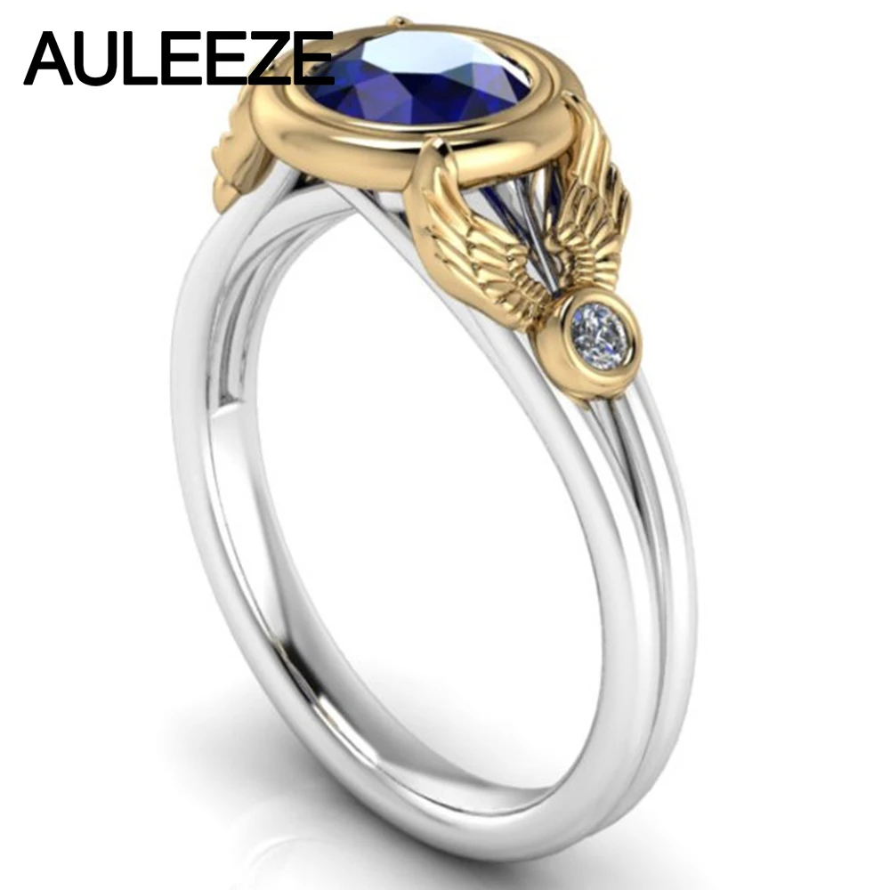 

Superb 1CT Simulated Sapphire Diamond Engagement Ring 10K Two-tone Gold Split Shank Ring Solid White Yellow Gold Wedding Ring